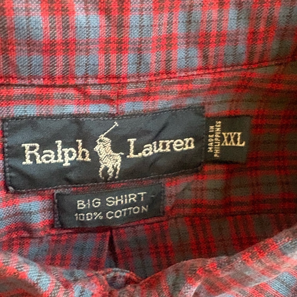 Ralph Lauren Shirt Mens XXL Big Red Plaid Button Down Casual Preppy Oxford Pony - Picture 4 of 4